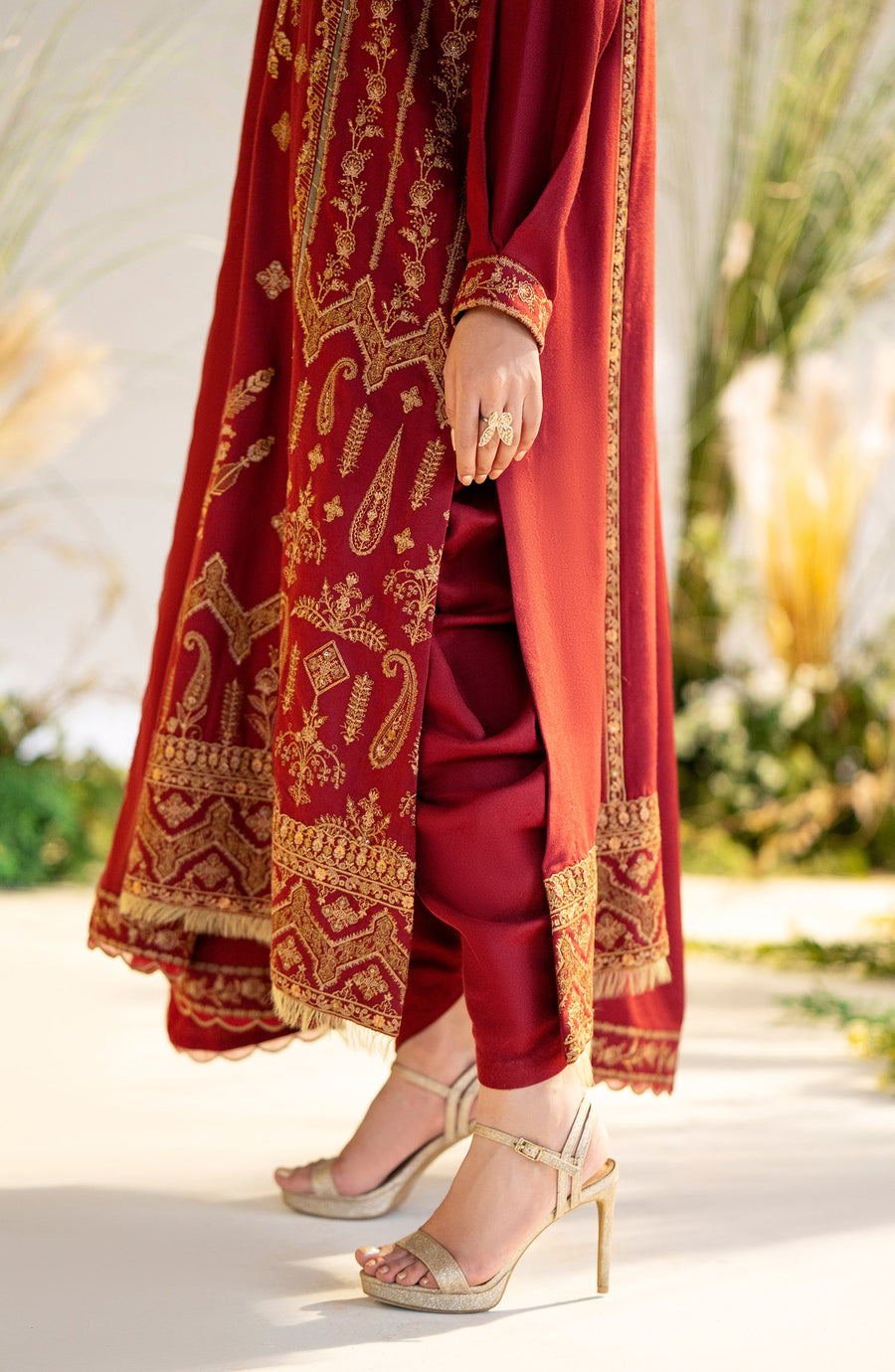 Maryum N Maria Sheharbano Unstitched Peach Leather 3Pc Suit - MW23558