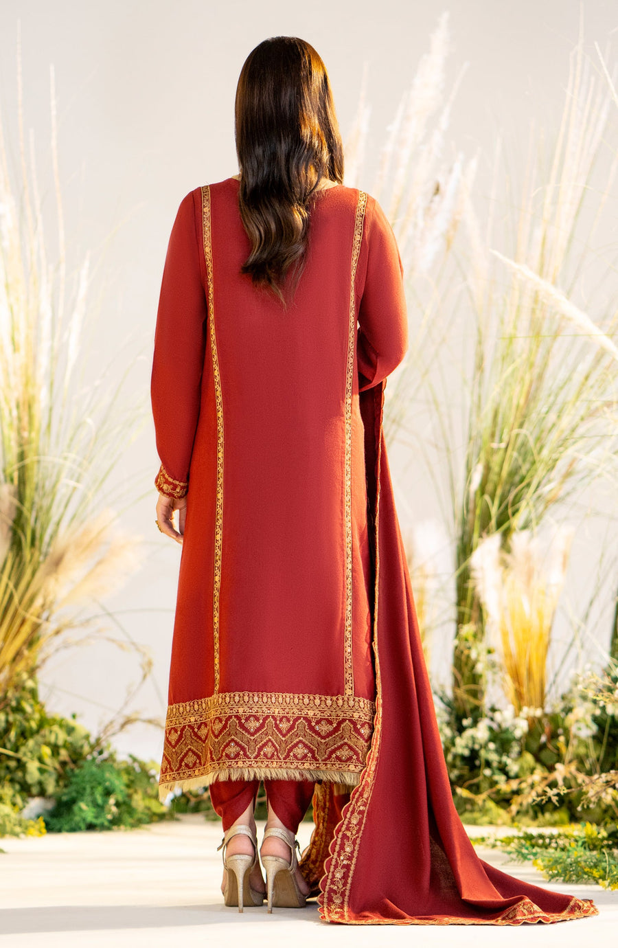 Maryum N Maria Sheharbano Unstitched Peach Leather 3Pc Suit - MW23558