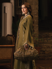 IZEL Musafir Embroidered Italian Woolen Unstitched 3Pc Suit - Mayal