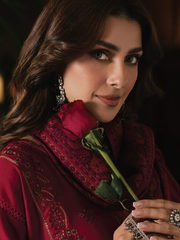 IZEL Musafir Embroidered Italian Woolen Unstitched 3Pc Suit - Aroha