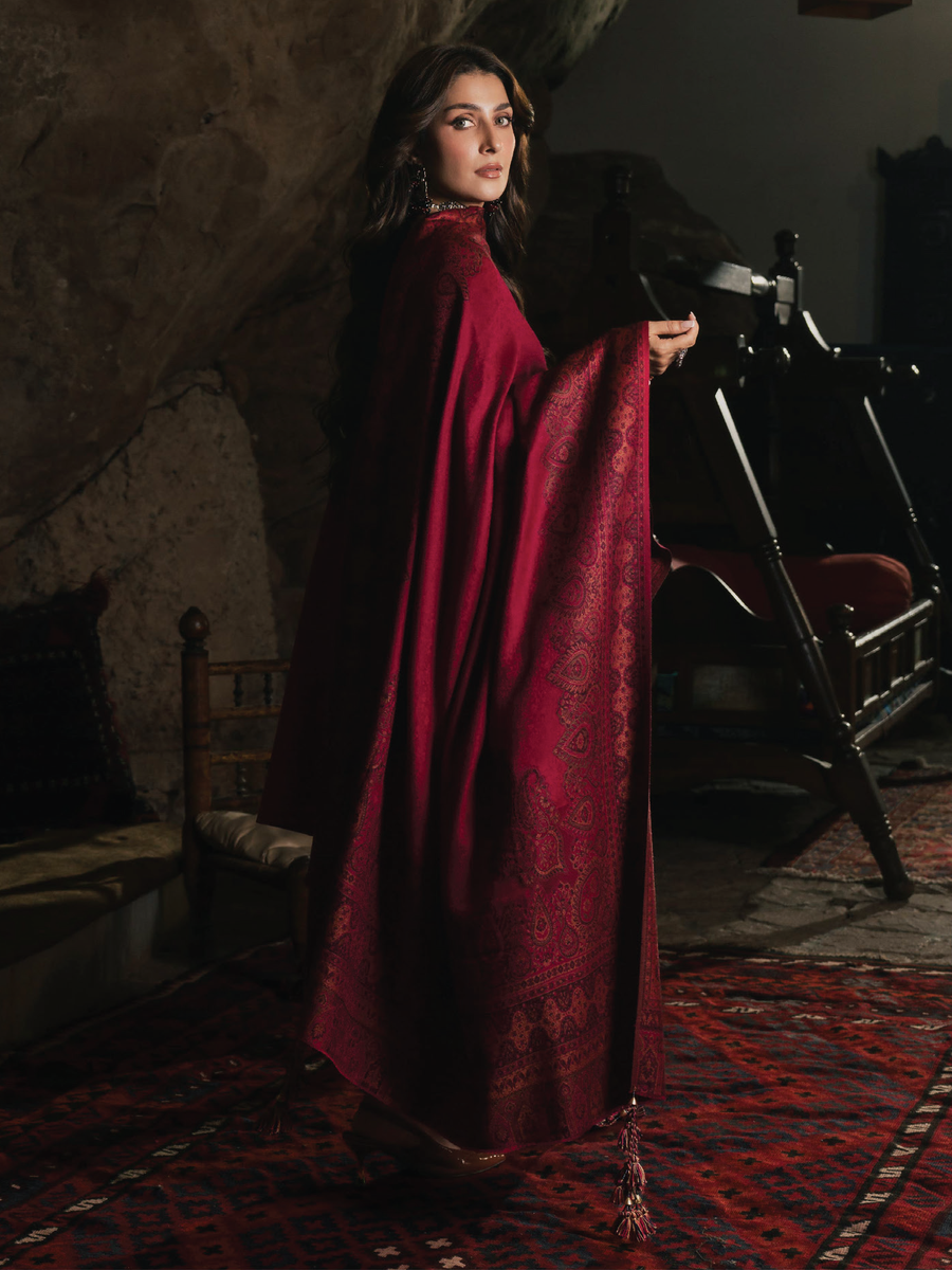 IZEL Musafir Embroidered Italian Woolen Unstitched 3Pc Suit - Aroha