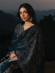 IZEL Musafir Embroidered Italian Woolen Unstitched 3Pc Suit - Adaa