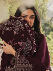IZEL Musafir Embroidered Italian Woolen Unstitched 3Pc Suit - Aylah