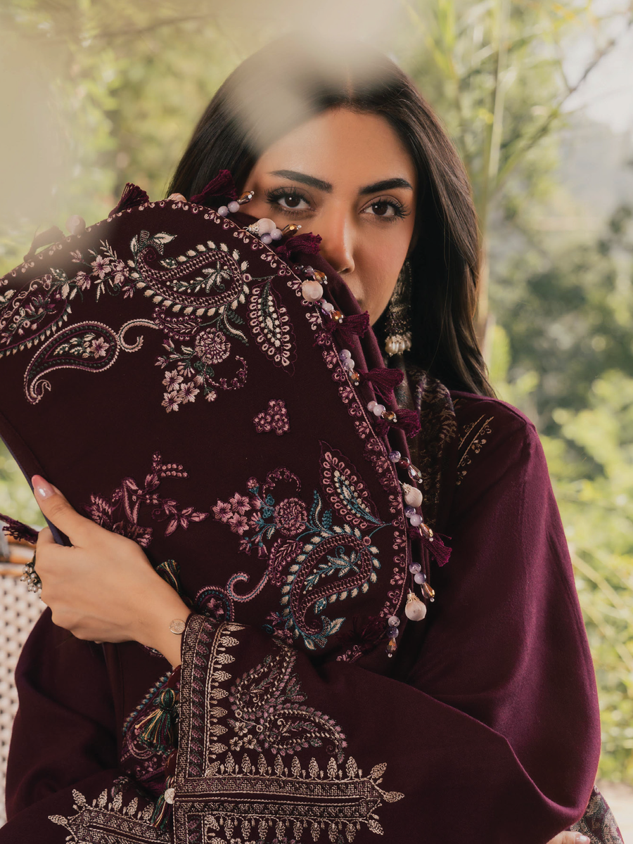 IZEL Musafir Embroidered Italian Woolen Unstitched 3Pc Suit - Aylah