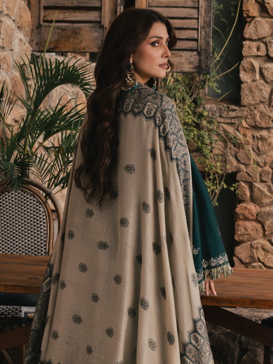 IZEL Musafir Embroidered Italian Woolen Unstitched 3Pc Suit - Aveen