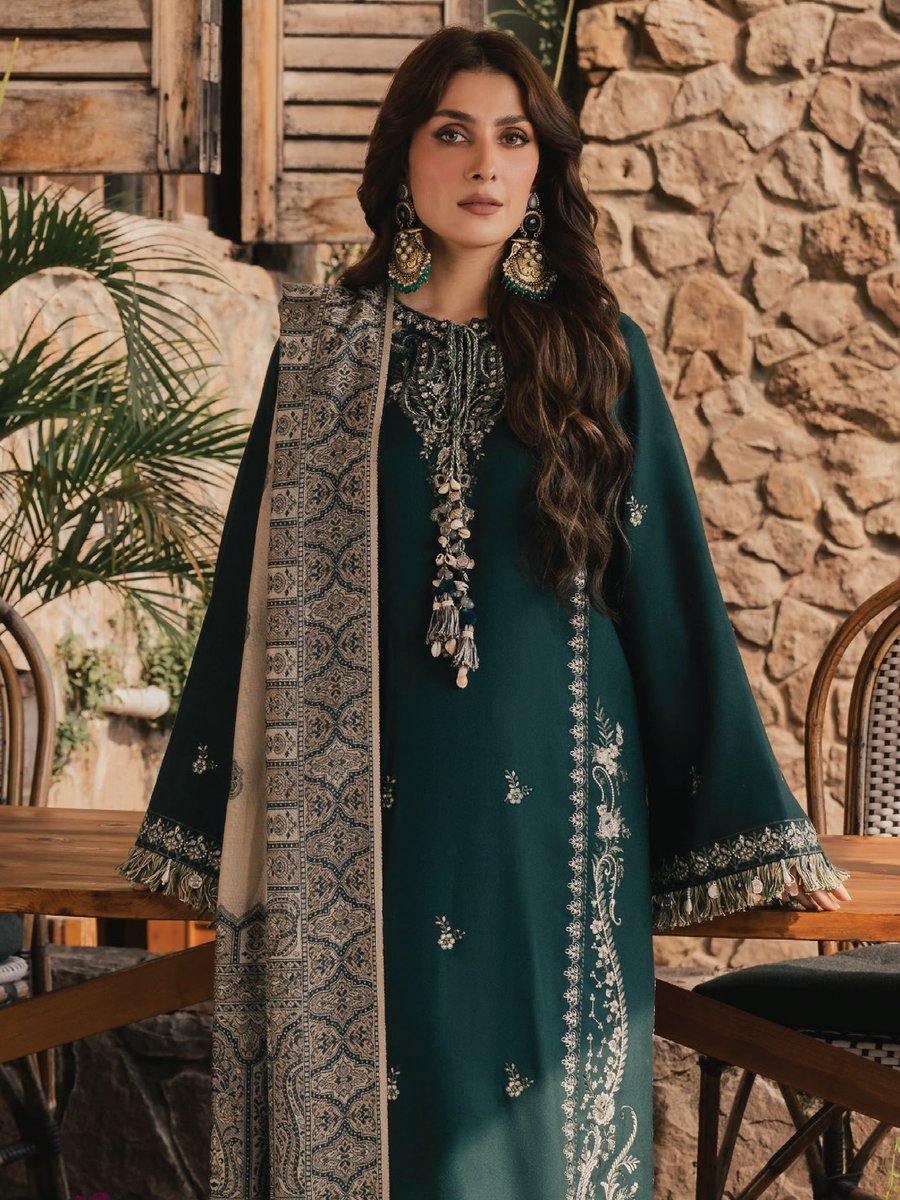 IZEL Musafir Embroidered Italian Woolen Unstitched 3Pc Suit - Aveen