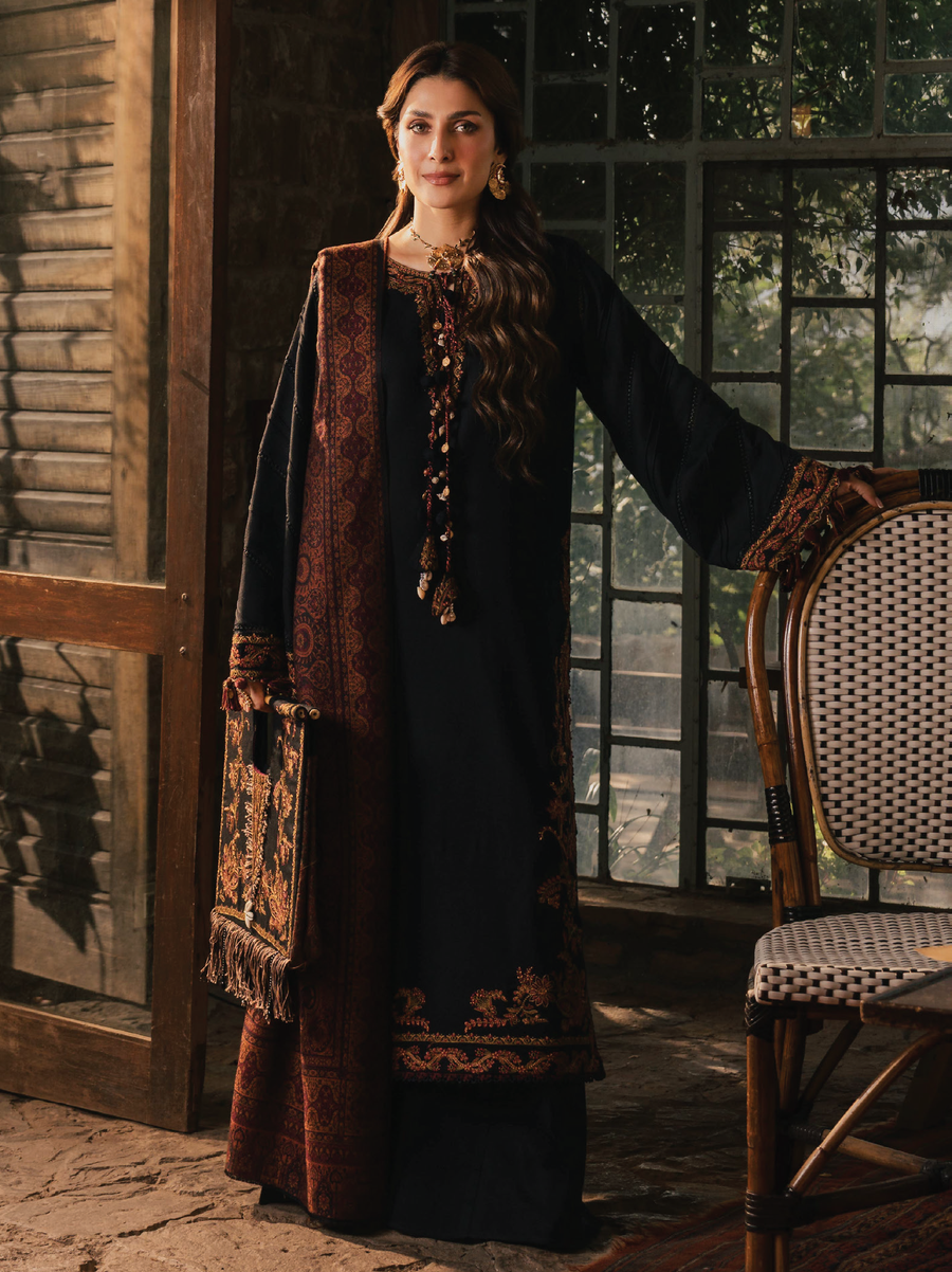 IZEL Musafir Embroidered Italian Woolen Unstitched 3Pc Suit - Rameen