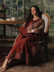 IZEL Musafir Embroidered Italian Woolen Unstitched 3Pc Suit - Sahal