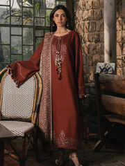 IZEL Musafir Embroidered Italian Woolen Unstitched 3Pc Suit - Sahal