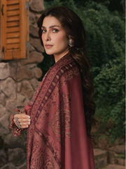 IZEL Musafir Embroidered Italian Woolen Unstitched 3Pc Suit - Zeba