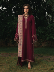 IZEL Musafir Embroidered Italian Woolen Unstitched 3Pc Suit - Afroze
