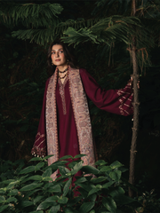 IZEL Musafir Embroidered Italian Woolen Unstitched 3Pc Suit - Afroze