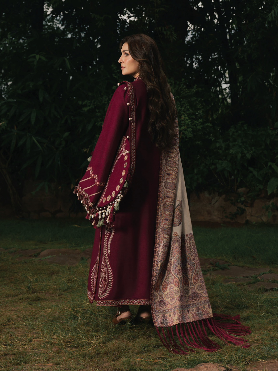 IZEL Musafir Embroidered Italian Woolen Unstitched 3Pc Suit - Afroze