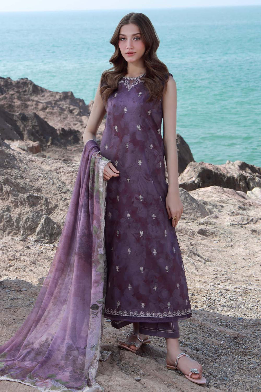 Seran Afsanah Embroidered Lawn Unstitched 3Pc Suit D-03 MYRA