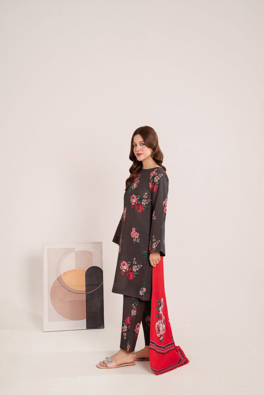 Feathers Digital Printed Khaddar Unstitched 3Pc Suit MYRONE-FT570