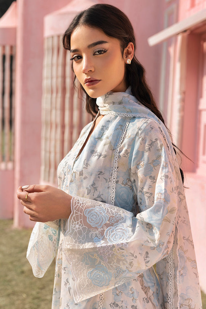 Cross Stitch Premium Embroidered Lawn Unstitched 3Pc Suit - MYSTIC HAZE