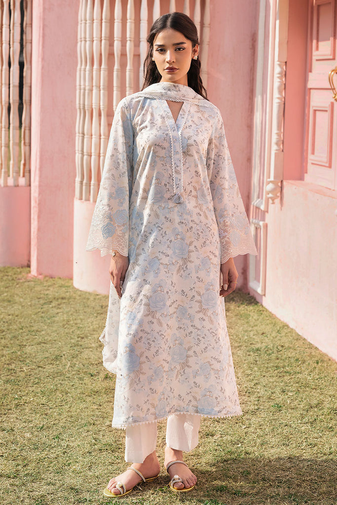 Cross Stitch Premium Embroidered Lawn Unstitched 3Pc Suit - MYSTIC HAZE