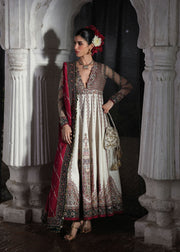 Hussain Rehar Festive Embroidered Korean Raw Silk Unstitched 3Pc Suit - Madhu Bala