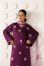 Farasha Summer Melody Embroidered Lawn Unstitched 3Pc Suit - Magenta Aura