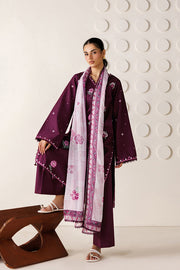 Farasha Summer Melody Embroidered Lawn Unstitched 3Pc Suit - Magenta Aura