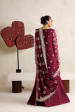 Farasha Luxury Formal Embroidered Chiffon Unstitched 3Pc Suit - Magenta Opulence