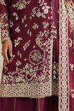Farasha Luxury Formal Embroidered Chiffon Unstitched 3Pc Suit - Magenta Opulence