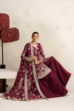 Farasha Luxury Formal Embroidered Chiffon Unstitched 3Pc Suit - Magenta Opulence
