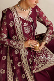 Farasha Luxury Formal Embroidered Chiffon Unstitched 3Pc Suit - Magenta Opulence