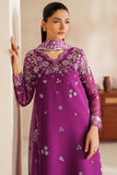 Farasha Luxury Embroidered Chiffon Unstitched 3Pc Suit - Magenta Rose
