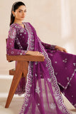 Farasha Luxury Embroidered Chiffon Unstitched 3Pc Suit - Magenta Rose