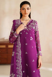 Farasha Luxury Embroidered Chiffon Unstitched 3Pc Suit - Magenta Rose