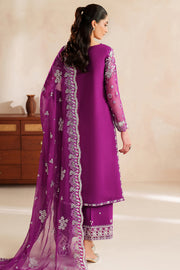 Farasha Luxury Embroidered Chiffon Unstitched 3Pc Suit - Magenta Rose