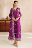 Farasha Luxury Embroidered Chiffon Unstitched 3Pc Suit - Magenta Rose