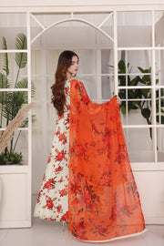 Feathers Premium Whisper of Elan Unstitched Lawn 3Pc Suit Magma Mist-FT681