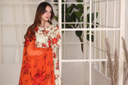 Feathers Premium Whisper of Elan Unstitched Lawn 3Pc Suit Magma Mist-FT681