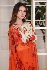 Feathers Premium Whisper of Elan Unstitched Lawn 3Pc Suit Magma Mist-FT681