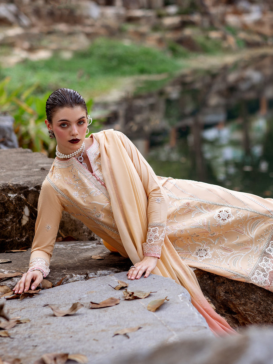 Roheenaz Dahlia Embroidered Lawn Unstitched 3Pc Suit RNZ-02B Magnolia