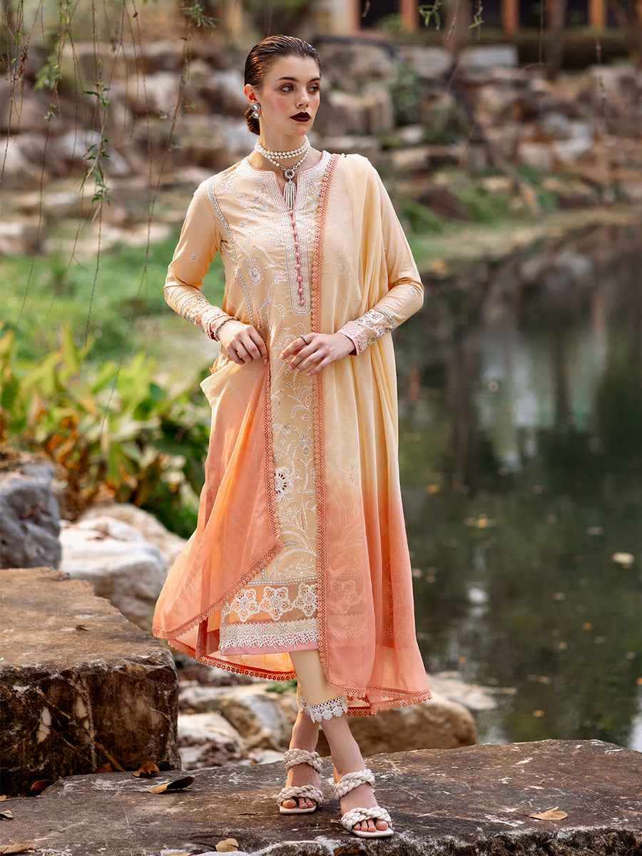 Roheenaz Dahlia Embroidered Lawn Unstitched 3Pc Suit RNZ-02B Magnolia