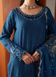 Neeshay Shagun Embroidered Raw Silk Unstitched 3Pc Suit - MAHJABEEN