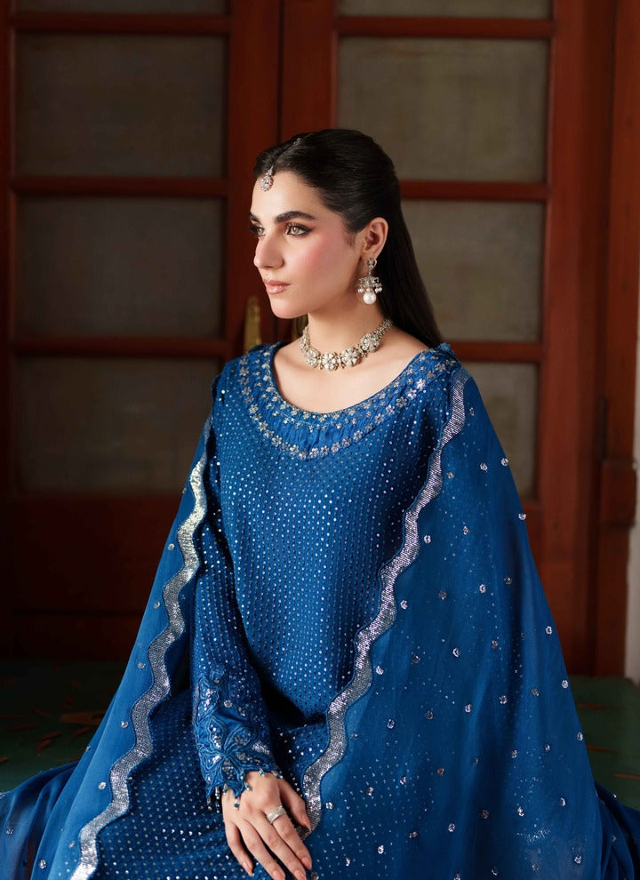 Neeshay Shagun Embroidered Raw Silk Unstitched 3Pc Suit - MAHJABEEN
