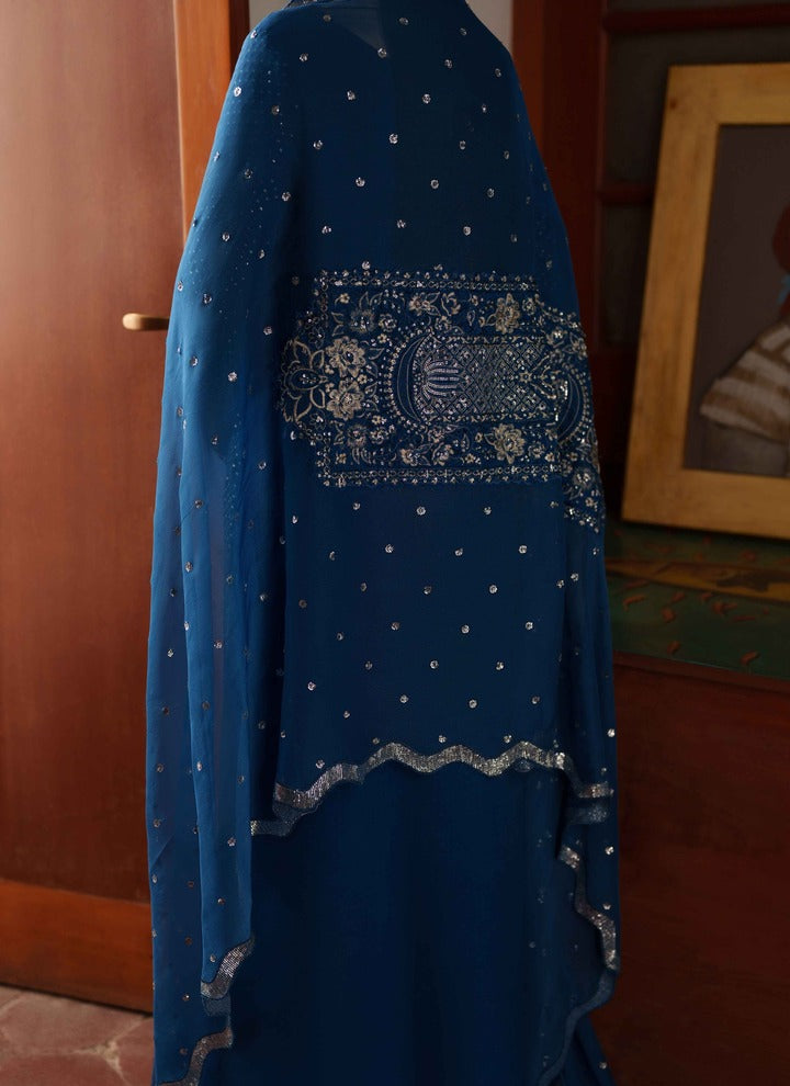 Neeshay Shagun Embroidered Raw Silk Unstitched 3Pc Suit - MAHJABEEN