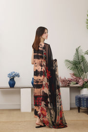 Feathers Premium Printed Lawn Unstitched 3Pc Suit Mahogany Motif-FT771