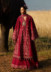 Hussain Rehar Luxury Lawn Unstitched Embroidered 3Pc Suit D-09 Mahogany