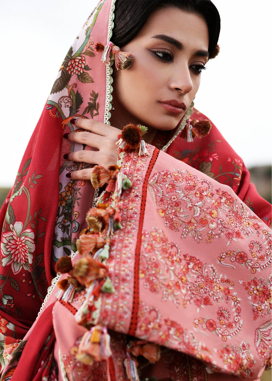 Hussain Rehar Embroidered Khaddar Unstitched 3Pc Suit - Mahpara