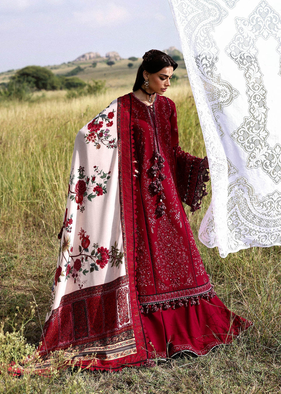 Hussain Rehar Embroidered Khaddar Unstitched 3Pc Suit - Mahrani