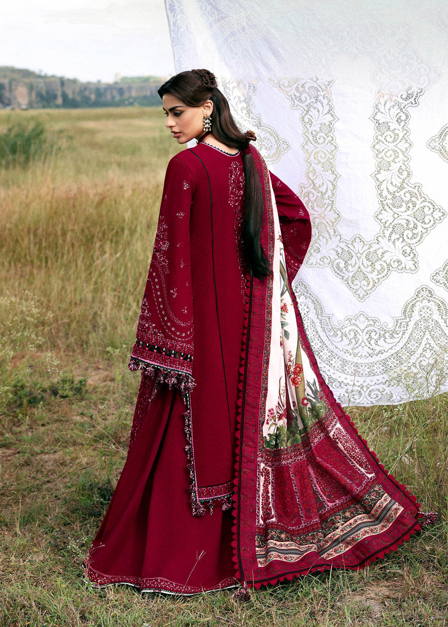 Hussain Rehar Embroidered Khaddar Unstitched 3Pc Suit - Mahrani