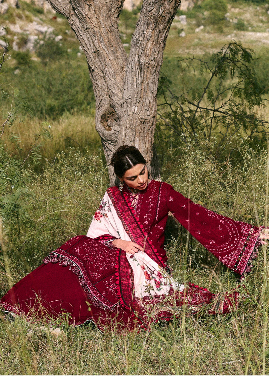 Hussain Rehar Embroidered Khaddar Unstitched 3Pc Suit - Mahrani