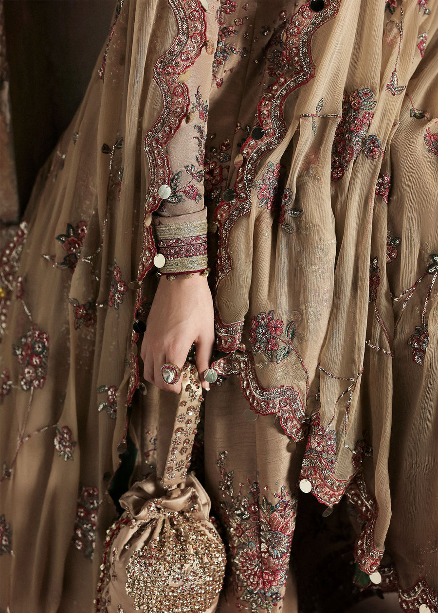 Hussain Rehar Massarat Embroidered Raw Silk Unstitched 3Pc Suit - Mahvash