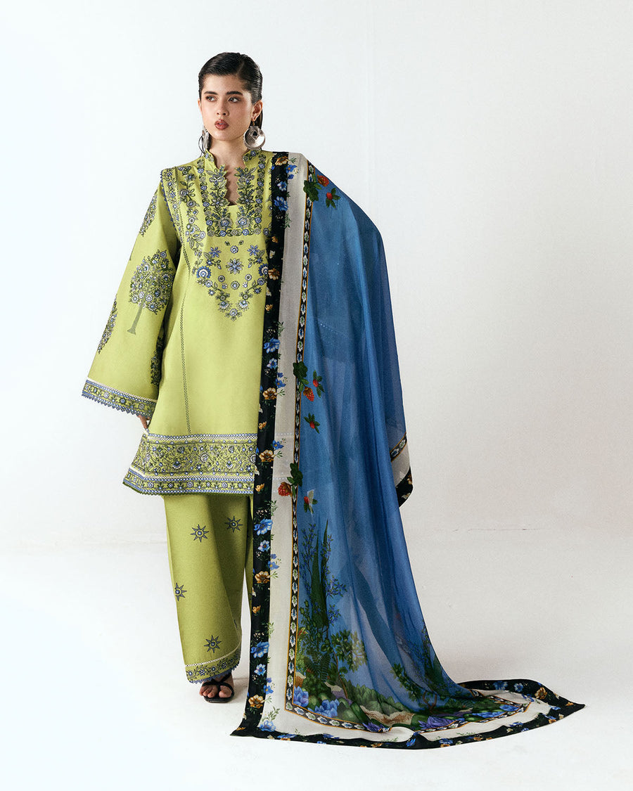 Jugnu Lahore Spring Summer Unstitched Embroidered Cotton 3Pc Suit - Mai