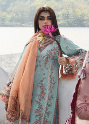 Hussain Rehar Luxury Lawn Unstitched Embroidered 3Pc Suit D-12 Malibu